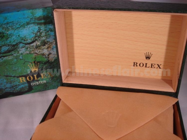 Fake Rolex Box w/ Datejust Booklet - Green Leather Watch Box